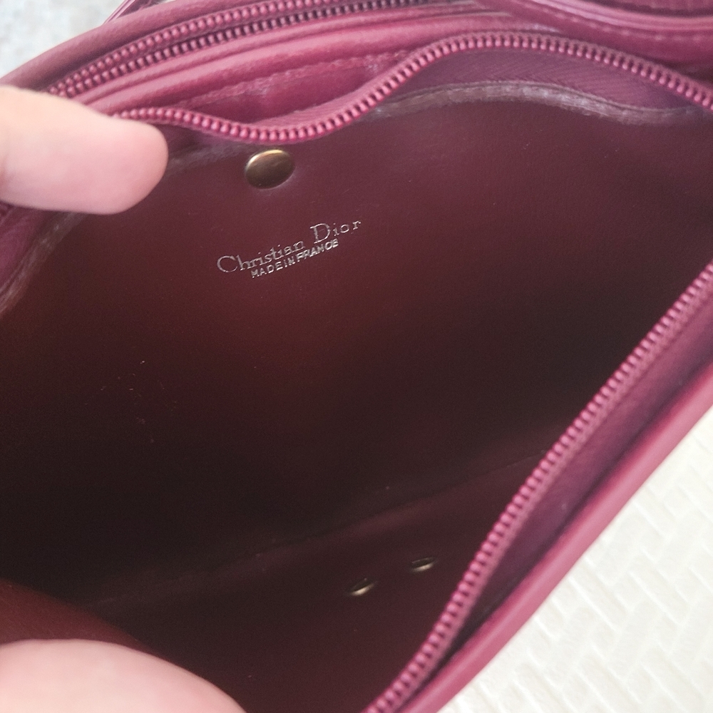 Vintage Christian Dior Burgundy Shoulder Bag Leather - Picture 3 of 4
